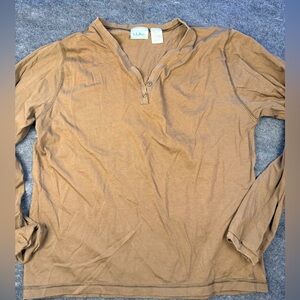L.L. Bean Tan Henley Shirt neck women’s long sleeve